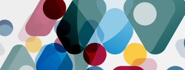 Beyaz üzerine renkli baloncuklar ve yuvarlak geometrik şekiller. Duvar kağıdı, pankart, arkaplan, iniş sayfası için vektör geometrik asgari özet arkaplan