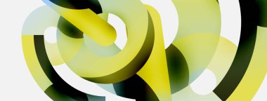 Yuvarlak şekiller daireler ve diğer geometrik şekiller. Duvar kağıdı afişi arkaplan kartı veya iniş sayfası için vektör illüstrasyonu