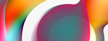 Fluid abstract background. Liquid color gradients composition. Round shapes and circle flowing design for wallpaper, banner, background or landing