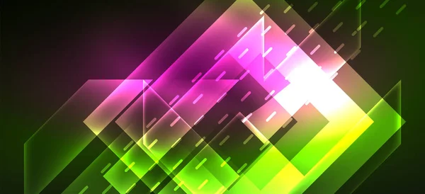 Tło Tapety Neon Świecące Linie Kształty Geometryczne Ciemna Tapeta Dla — Wektor stockowy