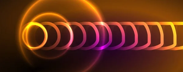 Неонові Блискучі Кола Абстрактний Фон Технологія Енергетичного Простору Концепція Світла — стоковий вектор