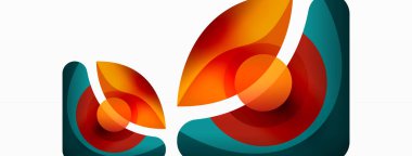 Renkli geometrik şekilli soyut arkaplan. Yuvarlak şekilli, daire ve çizgilerle çok güzel bir arka plan. Geometrik tasarım. Vektör illüstrasyonu