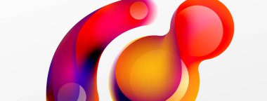 Fluid abstract background. Liquid color gradients composition. Round shapes and circle flowing design for wallpaper, banner, background or landing