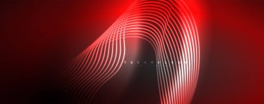 Parlak neon dalgalar, dinamik elektrik hareketi, enerji ya da hız kavramı. Duvar kağıdı, afiş, arkaplan, broşür, katalog, kapak, broşür