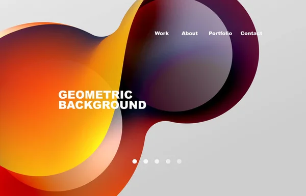 Landing Page Abstract Liquid Background Flowing Shapes Design Circle Web — ストックベクタ