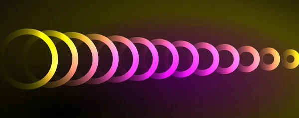 Neon Glühende Kreise Und Runde Formlinien Magische Energie Raum Licht — Stockvektor