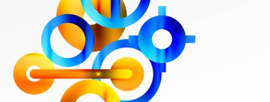 Minimum geometrik soyut arkaplan. Çember, çizgi ve yuvarlak şekiller tasarımı. Duvar kağıdı, afiş, arkaplan veya iniş için moda tekno iş şablonu