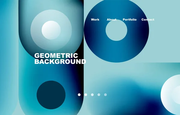 Website Landing Page Abstract Geometric Background Circles Shapes Web Page — 스톡 벡터