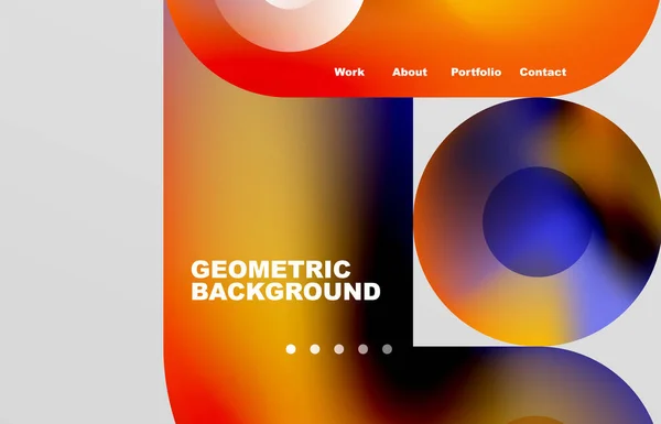 Circles Shapes Landing Page Abstract Geometric Background Web Page Website — ストックベクタ