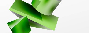 Metalik 3d şekil vektör geometrik arkaplan. Duvar kağıdı, afiş, arkaplan veya iniş için moda tekno iş şablonu