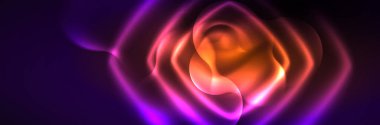 Glowing neon lights abstract shapes composition. Magic energy concept. Template for wallpaper, banner, background or landing