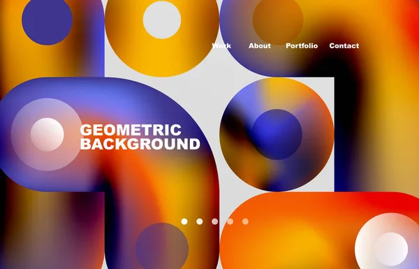 Circles Shapes Landing Page Abstract Geometric Background Web Page Website —  Vetores de Stock