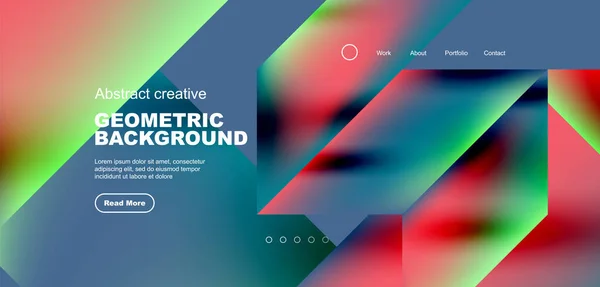 Triangles Fluid Gradients Abstract Landing Page Background Minimal Shapes Composition — Stock Vector