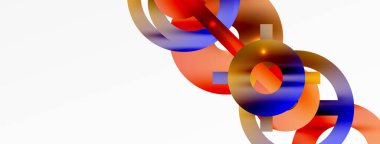 Minimum geometrik soyut arkaplan. Parlak ve parlak daire, çizgi ve yuvarlak şekiller tasarım. Duvar kağıdı, afiş, arkaplan veya iniş için moda tekno iş şablonu