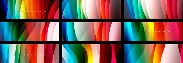 Set Rainbow Color Trendy Simple Fluid Color Gradient Abstract Backgrounds — Stock Vector