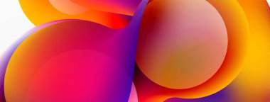 Fluid abstract background, round shapes and circle flowing design for wallpaper, banner, background or landing