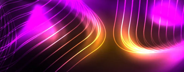 Fényes Neonhullámok Dinamikus Elektromos Mozgás Energia Vagy Sebesség Koncepció Vektor — Stock Vector