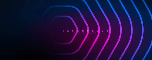 Techno Brillant Hexagones Fond Abstrait Concept Lumière Espace Technologie Énergie — Image vectorielle