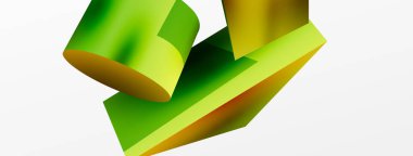 Metalik 3d şekil vektör geometrik arkaplan. Duvar kağıdı, afiş, arkaplan veya iniş için moda tekno iş şablonu