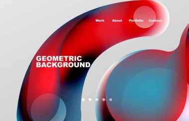 Landing page abstract liquid background. Flowing shapes, round design and circle. Web page for website or mobile app wallpaper