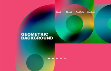 Website landing page abstract geometric background. Circles and round shapes. Web page for website or mobile app wallpaper