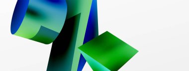 Vektör 3d soyut arkaplan. Şekiller 3 boyutlu üçgen ve silindir. Duvar kağıdı, afiş, arkaplan veya iniş için moda tekno iş şablonu