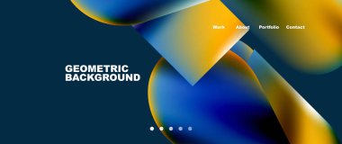 Landing page background template. Colorful plastic round shapes abstract composition. Vector illustration for wallpaper, banner, background