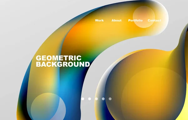 Landing Page Abstract Liquid Background Flowing Shapes Design Circle Web - Stok Vektor