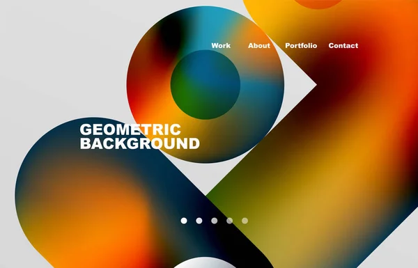 Circles Shapes Landing Page Abstract Geometric Background Web Page Website — Vetor de Stock