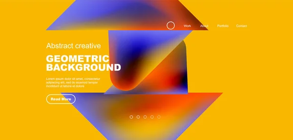 Geometrischer Landing Page Hintergrund Fließende Farben Und Einfache Formen Abstrakte — Stockvektor