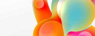 Fluid abstract background. Liquid color gradients composition. Round shapes and circle flowing design for wallpaper, banner, background or landing
