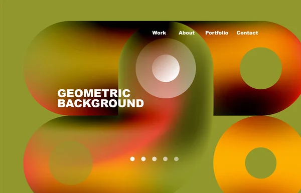 Circles Shapes Landing Page Abstract Geometric Background Web Page Website —  Vetores de Stock