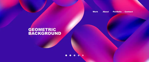 Landing Page Background Template Colorful Plastic Shapes Abstract Composition Vector — Wektor stockowy
