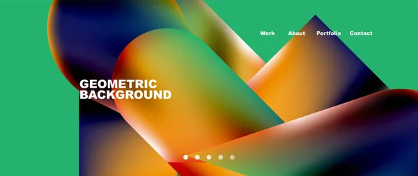 Landing Page Background Template Colorful Plastic Shapes Abstract Composition Vector — Διανυσματικό Αρχείο