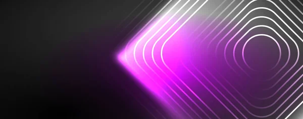 Neon Glowing Techno Lines Tech Futuristic Abstrak Background Template Ilustrasi - Stok Vektor