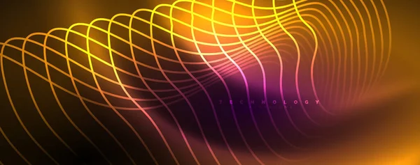 Leuchtende Neonwellen Dynamische Elektrische Bewegung Energie Oder Geschwindigkeitskonzept Vektor Illustration — Stockvektor