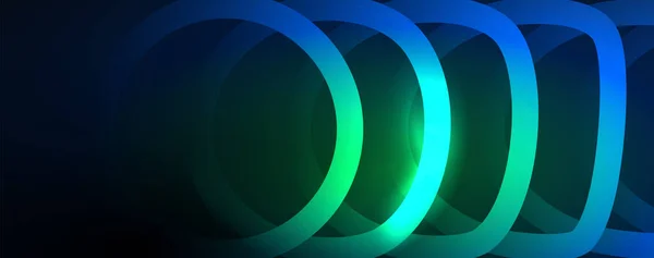 Neon Világító Körök Kerek Alakú Vonalak Mágikus Energia Tér Fény — Stock Vector