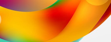 Fluid abstract background. Liquid color gradients composition. Round shapes and circle flowing design for wallpaper, banner, background or landing