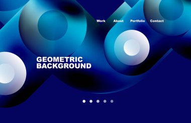 Website landing page abstract geometric background. Circles and round shapes. Web page for website or mobile app wallpaper