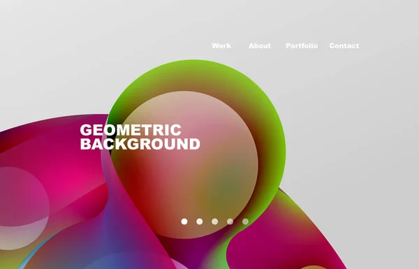 Landing Page Abstract Liquid Background Flowing Shapes Design Circle Web — Vettoriale Stock