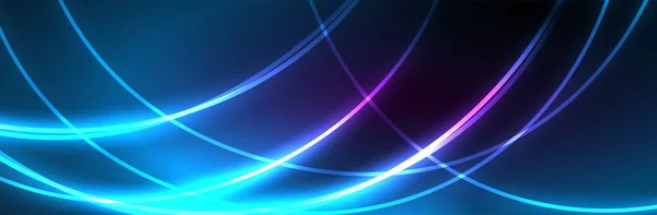 Neon Zářící Tekutiny Vlnové Linie Magie Energie Prostor Světlo Koncept — Stockový vektor