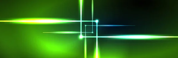Glänzende Neonlichter Dunkler Abstrakter Hintergrund Mit Verschwommenem Magischen Neonlicht Geschwungene — Stockvektor
