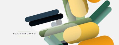 Yuvarlak şekiller ve çizgiler üst üste biniyor. Duvar kağıdı afişi veya iniş sayfası için vektör illüstrasyonu