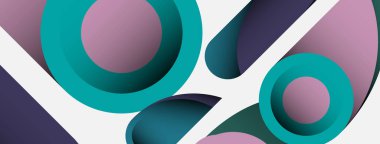 Soyut arkaplan. Minimum geometrik daireler ve koyu gölgeli yuvarlak şekiller. Duvar kağıdı afişi veya arkaplan için moda teknoloji iş şablonu