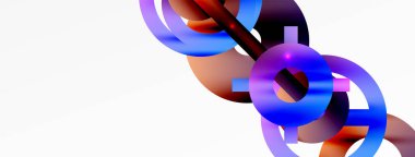 Minimum geometrik soyut arkaplan. Parlak ve parlak daire, çizgi ve yuvarlak şekiller tasarım. Duvar kağıdı, afiş, arkaplan veya iniş için moda tekno iş şablonu