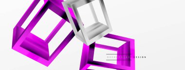 3 boyutlu küp vektör geometrik arkaplanı şekillendirir. Duvar kağıdı, afiş, arkaplan veya iniş için moda tekno iş şablonu