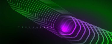 Neon parlak altıgenler soyut arkaplan, teknoloji enerji alanı ışık konsepti, soyut arkaplan duvar kağıdı deseni