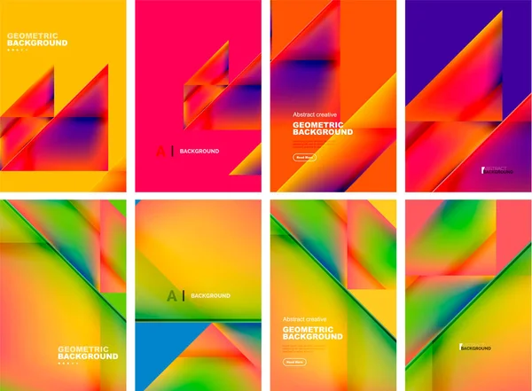 Набір Модних Абстрактних Геометричних Плакатів Тло Композиції Трикутника Збірка Обкладинок — стоковий вектор