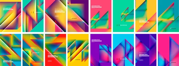 Set Van Trendy Abstracte Geometrische Posters Driehoek Samenstelling Achtergronden Verzameling — Stockvector