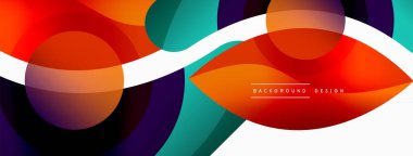 Yaratıcı geometrik duvar kağıdı. Asgari soyut arkaplan. Duvar kağıdı arkaplanı veya iniş sayfası için daire dalga ve yuvarlak şekiller kompozisyon vektör çizimi